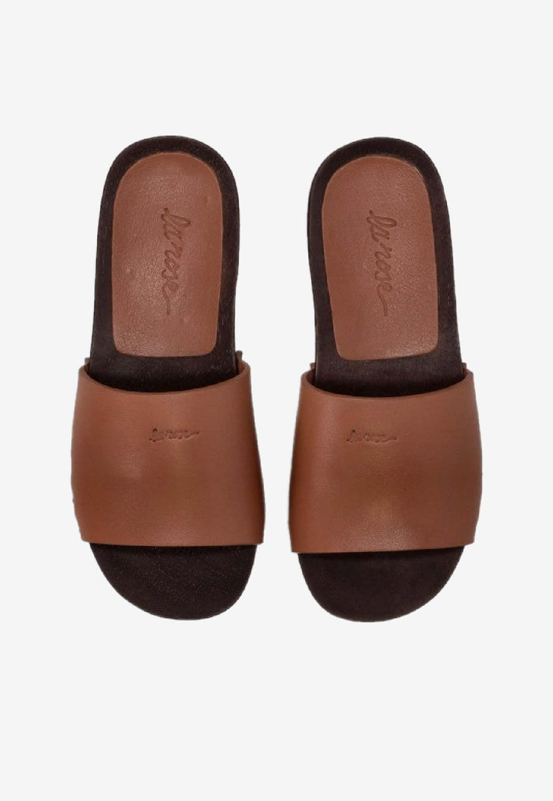 La Rose Studded Leather Clogs Brown 14925850_002