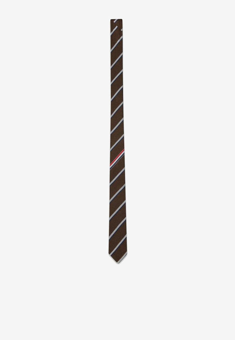 Thom Browne Shadow Stripe Pique Weave Tie Brown MNL001AF0990_210