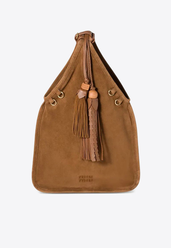 Miu Miu Suede Tassel Shoulder Bag Cognac 5BA295VOLO2CSS_F0316
