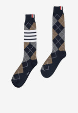 Thom Browne Argyle Intarsia Knit Socks Navy FAS231AY3012_415