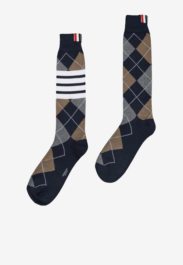 Thom Browne Argyle Intarsia Knit Socks Navy FAS231AY3012_415