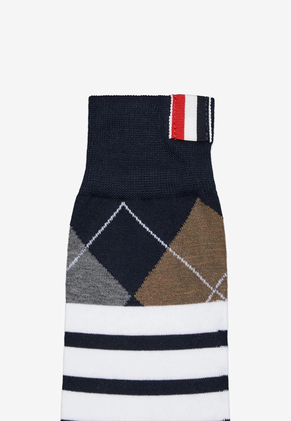 Thom Browne Argyle Intarsia Knit Socks Navy FAS231AY3012_415