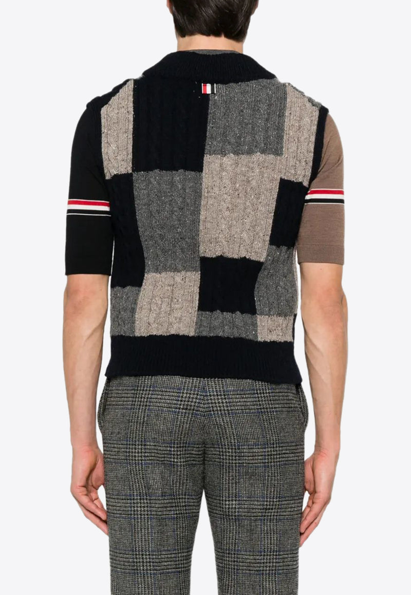Thom Browne Cable-Knit Patchwork Vest Multicolor MKV092AY1032_978