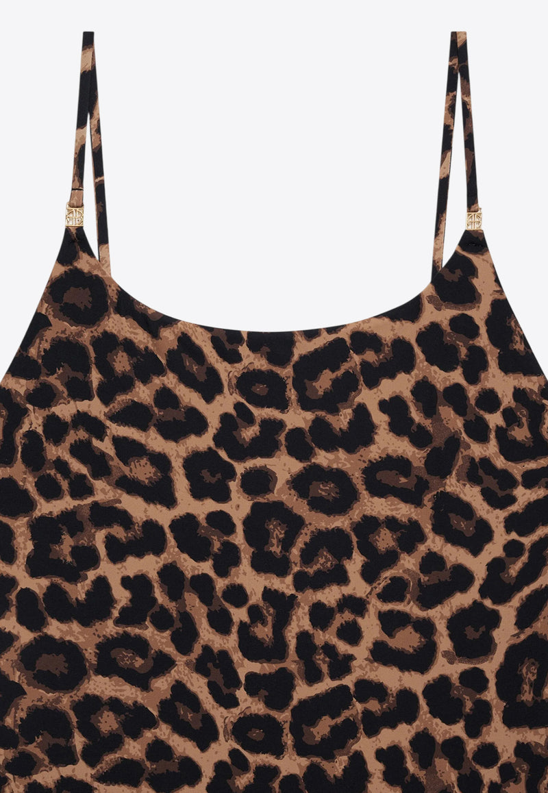 Anine Bing Vesta Leopard Print One-Piece Swimsuit Brown A1110944_MLT59