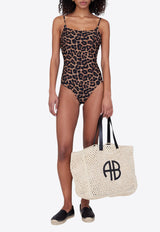Anine Bing Vesta Leopard Print One-Piece Swimsuit Brown A1110944_MLT59