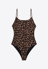Anine Bing Vesta Leopard Print One-Piece Swimsuit Brown A1110944_MLT59