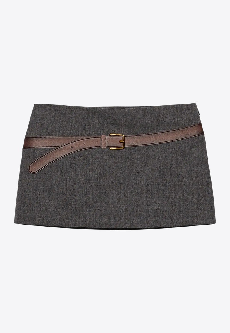 Prada Printed Belt Wool Mini Skirt Gray P151WGSOOO16NO_F0480