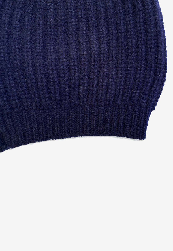 La Rose Cashmere Ribbed Beanie Blue GDC22820_21034