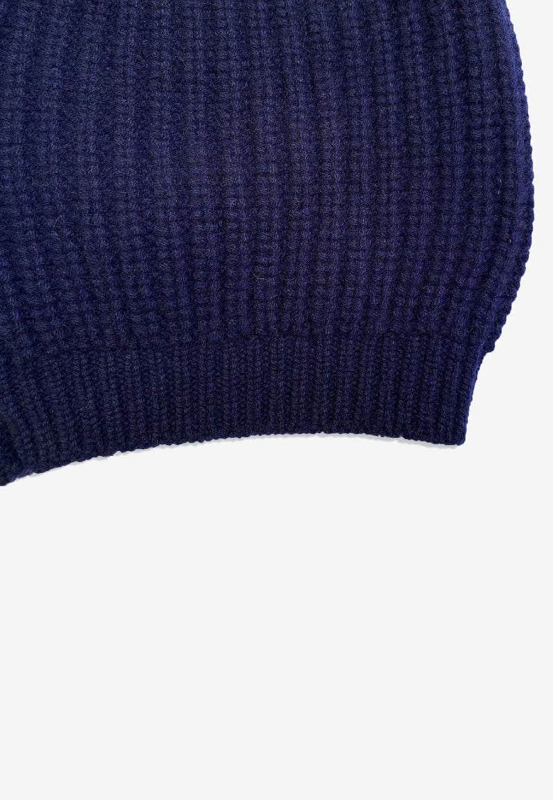 La Rose Cashmere Ribbed Beanie Blue GDC22820_21034