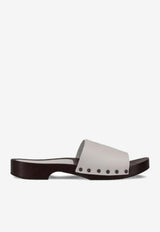 La Rose Studded Leather Clogs White 14925850_100