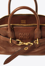 Miu Miu Aventure Nappa Leather Top Handle Bag Brown 5BB169VOOO2BBL_F0316