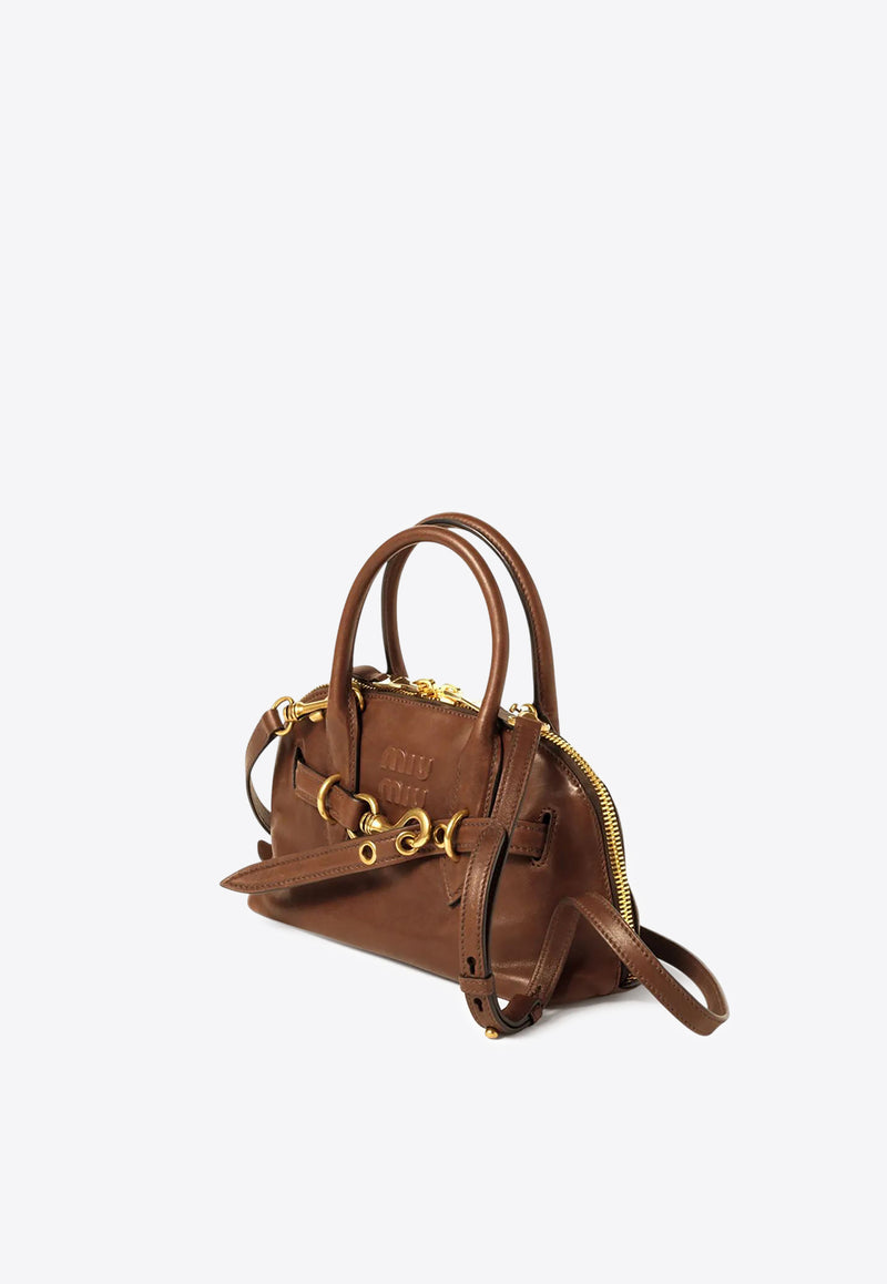 Miu Miu Aventure Nappa Leather Top Handle Bag Brown 5BB169VOOO2BBL_F0316