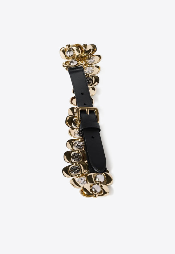 Miu Miu Leather and Metal Thin Belt Black 5CC6802IB7_F0002