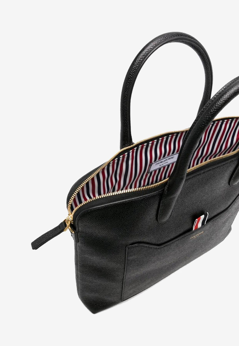 Thom Browne Slim Briefcase in Grained Leather Black MAG444A00198_001