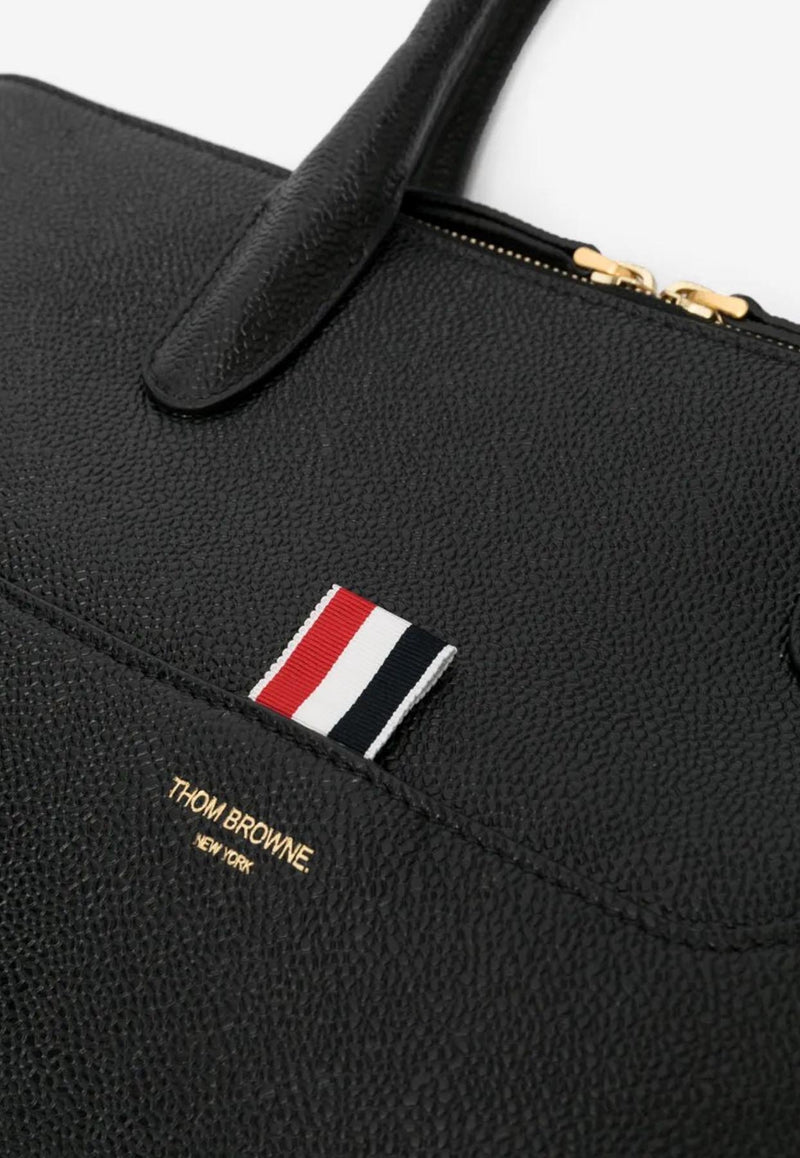 Thom Browne Slim Briefcase in Grained Leather Black MAG444A00198_001