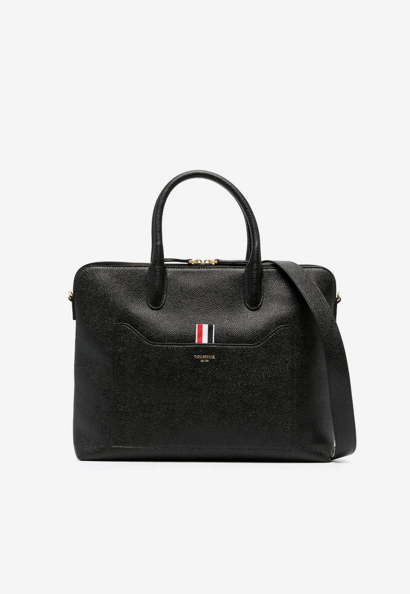 Thom Browne Slim Briefcase in Grained Leather Black MAG444A00198_001