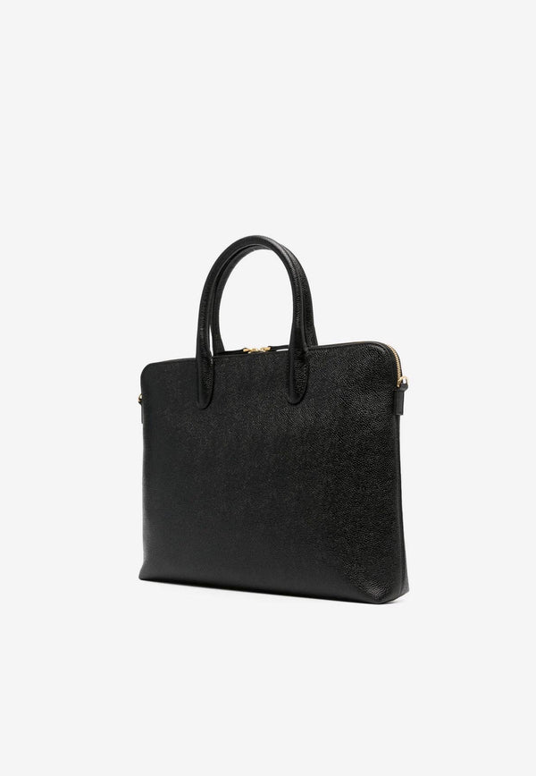 Thom Browne Slim Briefcase in Grained Leather Black MAG444A00198_001
