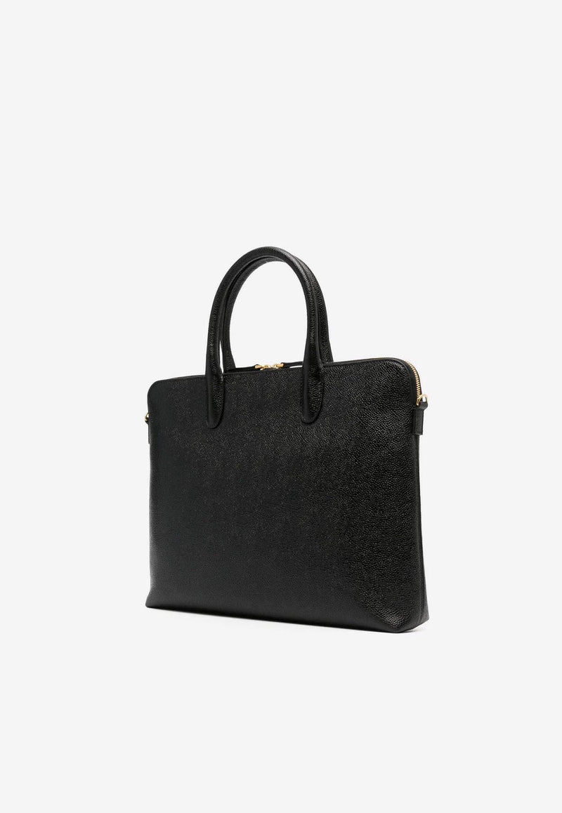 Thom Browne Slim Briefcase in Grained Leather Black MAG444A00198_001