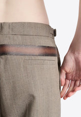 Prada Printed Belt Technical Wool Pants Taupe P242JSOOO16NO_F0572