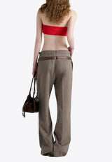 Prada Printed Belt Technical Wool Pants Taupe P242JSOOO16NO_F0572