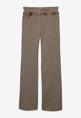Prada Printed Belt Technical Wool Pants Taupe P242JSOOO16NO_F0572