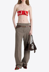 Prada Printed Belt Technical Wool Pants Taupe P242JSOOO16NO_F0572