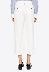 Thom Browne Grosgrain Loop Cropped Pants White FTC482UF0576_100