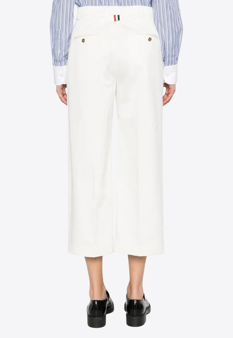 Thom Browne Grosgrain Loop Cropped Pants White FTC482UF0576_100