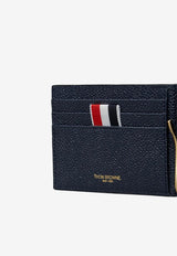 Thom Browne 4-bar Stripes Pebbled Leather Wallet with Money Clip Navy UAW077A00198_415