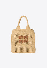 Miu Miu Raffia-Effect Woven Handbag Beige 5BA283VOOOADO1_F0A5T