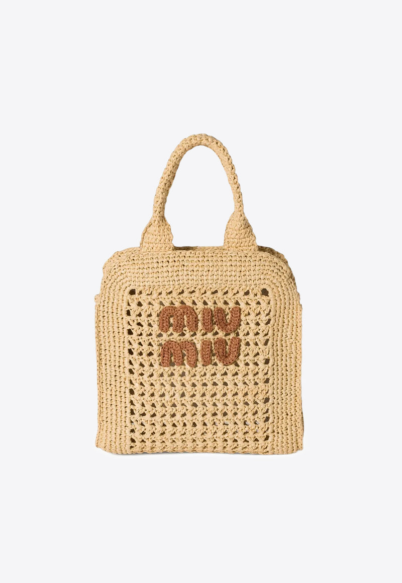 Miu Miu Raffia-Effect Woven Handbag Beige 5BA283VOOOADO1_F0A5T