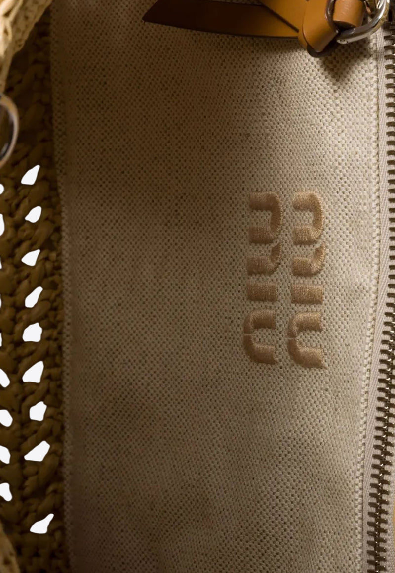 Miu Miu Raffia-Effect Woven Handbag Beige 5BA283VOOOADO1_F0A5T