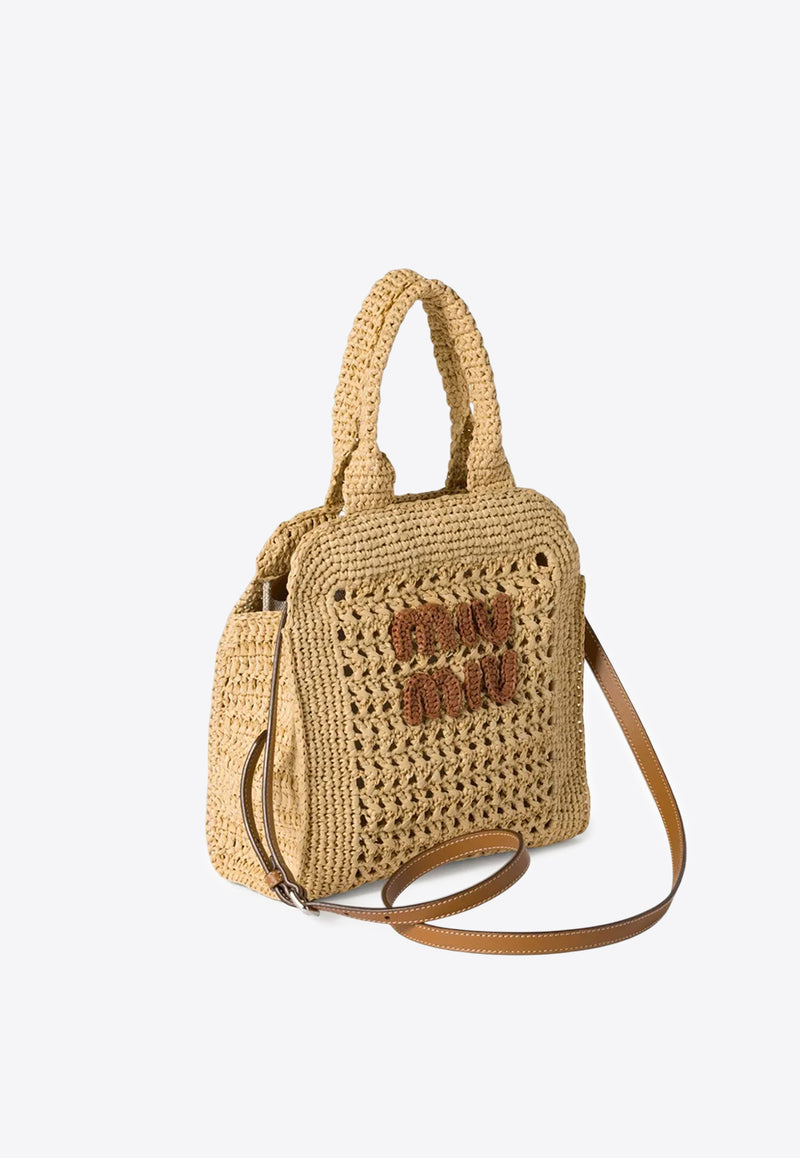 Miu Miu Raffia-Effect Woven Handbag Beige 5BA283VOOOADO1_F0A5T