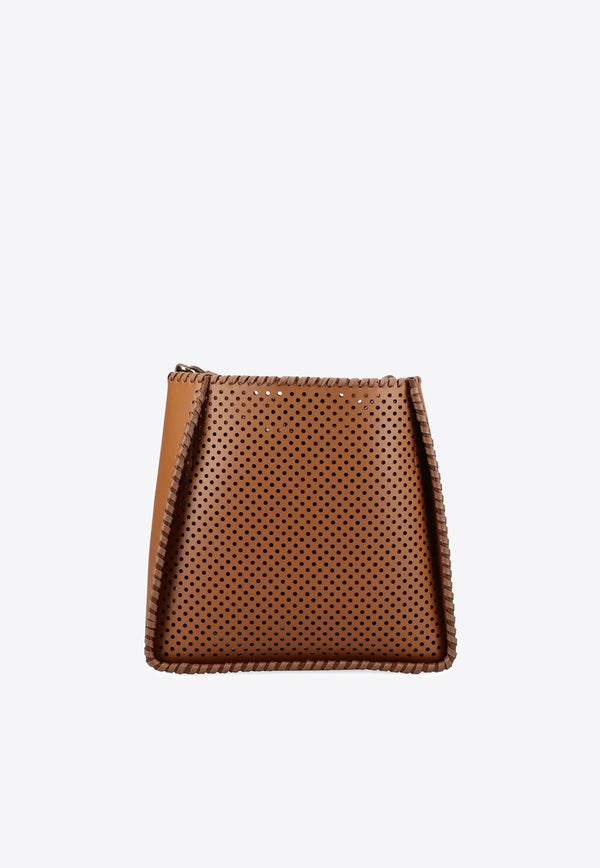 Stella McCartney  Perforated Faux Leather Crossbody Bag Brown 7B0103WP0550_2501