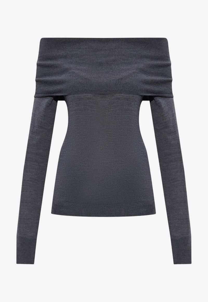 Stella McCartney Off-Shoulder Wool Sweater Gray 6K10403S2598_1267