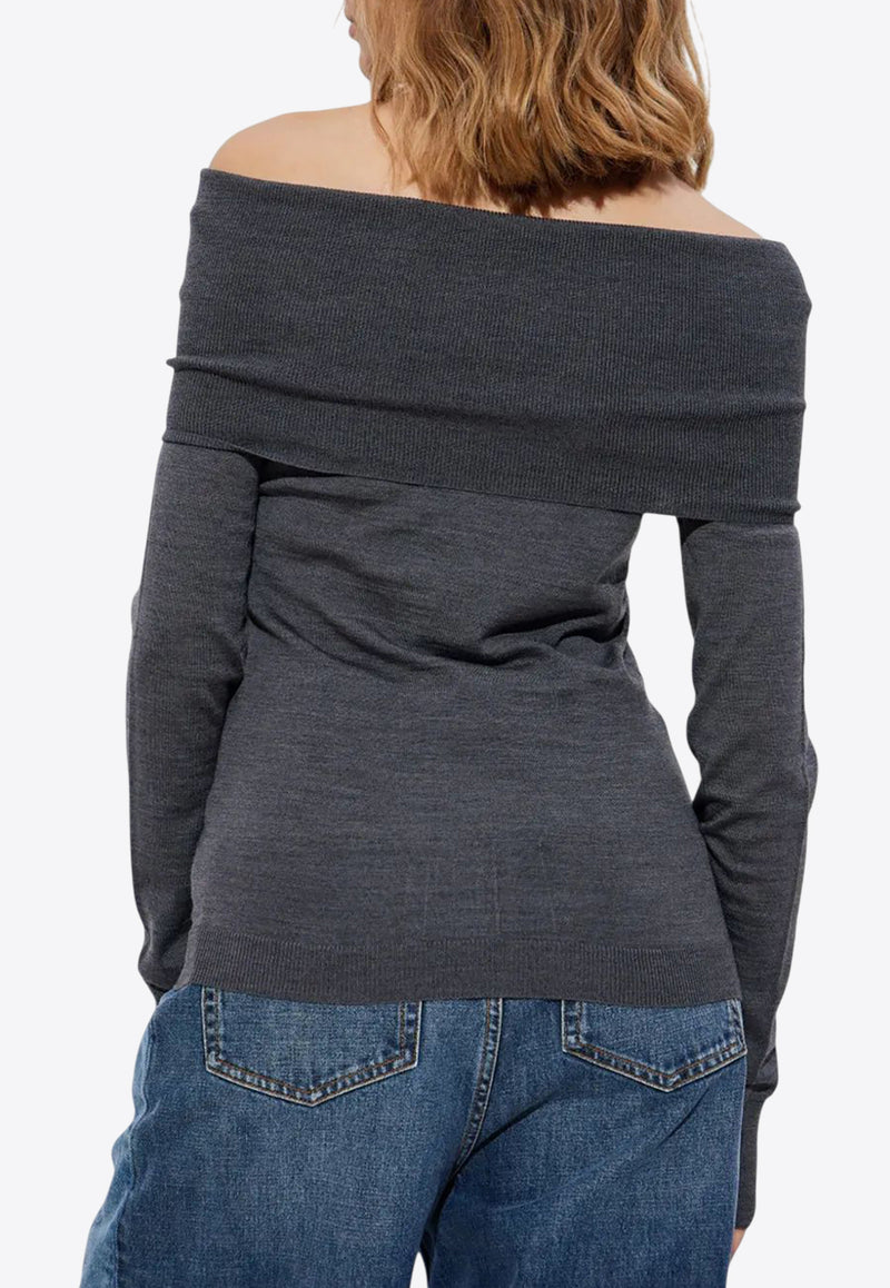 Stella McCartney Off-Shoulder Wool Sweater Gray 6K10403S2598_1267