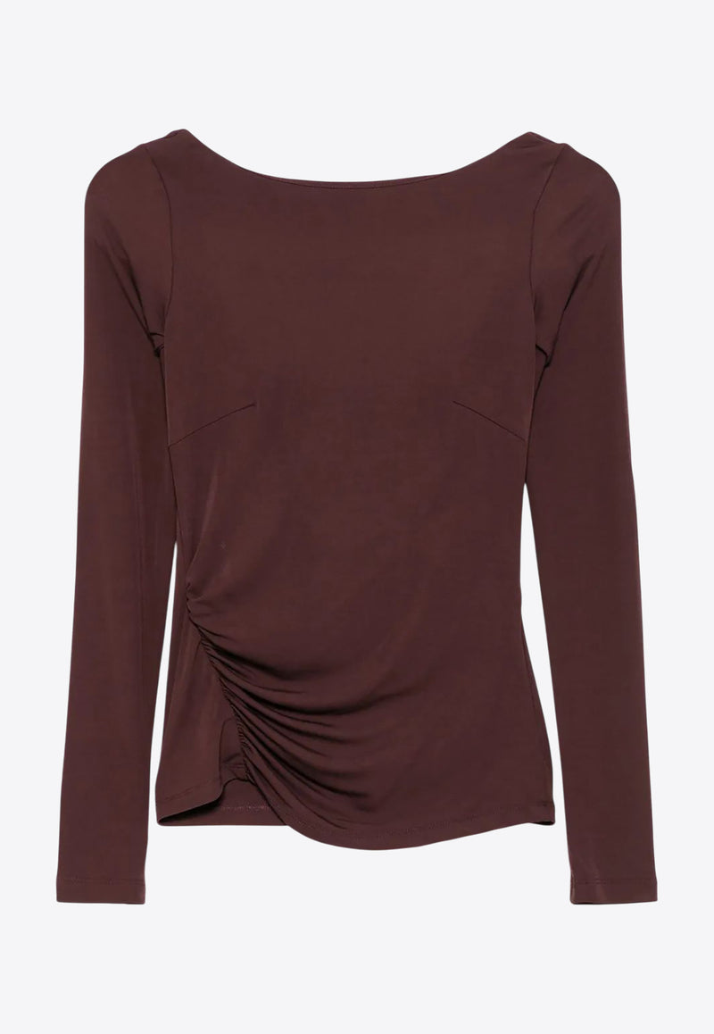 Elisabetta Franchi Boat-Neck Long-Sleeved Top Brown MD01352E2_644