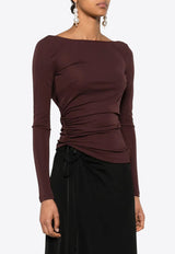 Elisabetta Franchi Boat-Neck Long-Sleeved Top Brown MD01352E2_644