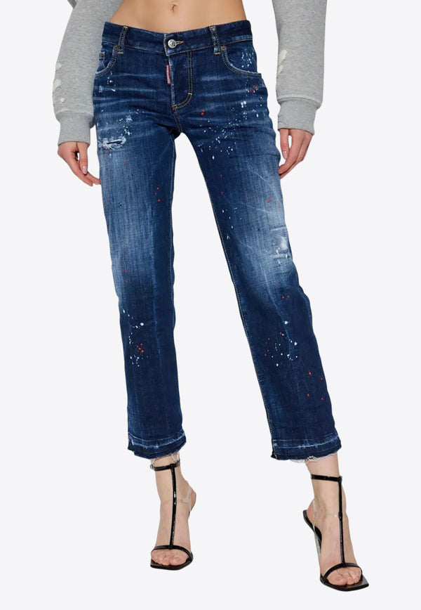 Dsquared2 Jenna Distressed Straight Jeans Navy S75LB1064S30664_470