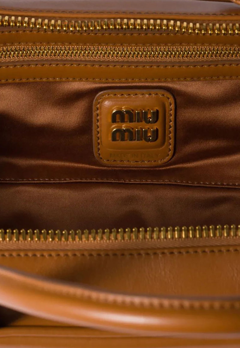 Miu Miu Beau Leather Shoulder Bag Cognac 5BB173VOTM2CRW_F0046