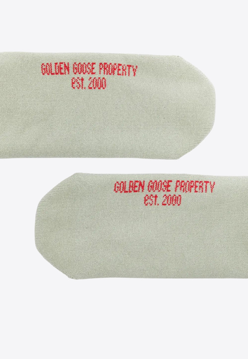 Golden Goose DB Distressed Striped High Ribbed Socks Green GUP00883P000488_82894