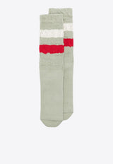 Golden Goose DB Distressed Striped High Ribbed Socks Green GUP00883P000488_82894
