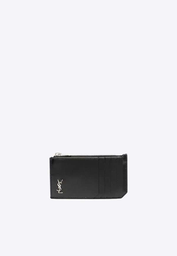 Saint Laurent Cassandre Leather Zip Cardholder Black 6298991JB0E_1000