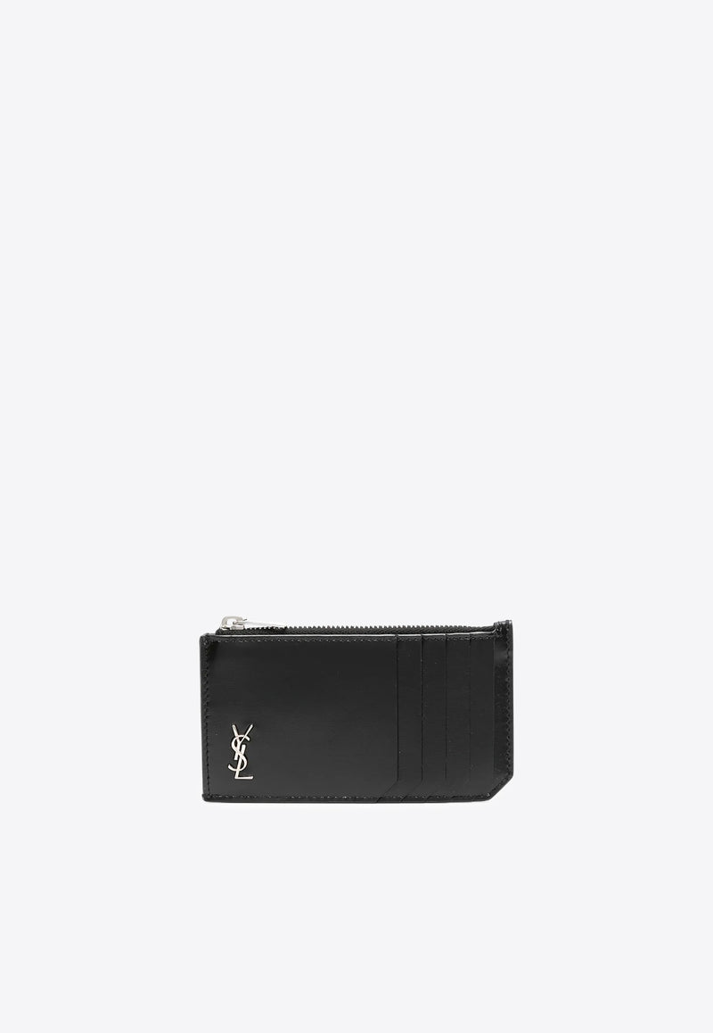 Saint Laurent Cassandre Leather Zip Cardholder Black 6298991JB0E_1000