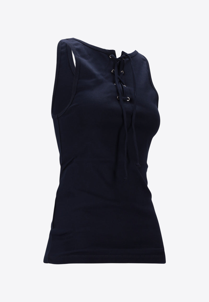 Prada Sleeveless Top with Front-Laces Navy 39603SOOO10Z0_F0124