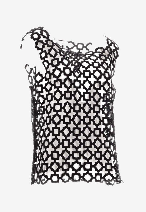 Niccolò Pasqualetti Carta Geometric-Lace Tank Top Black NP07T003GLEM_NERO