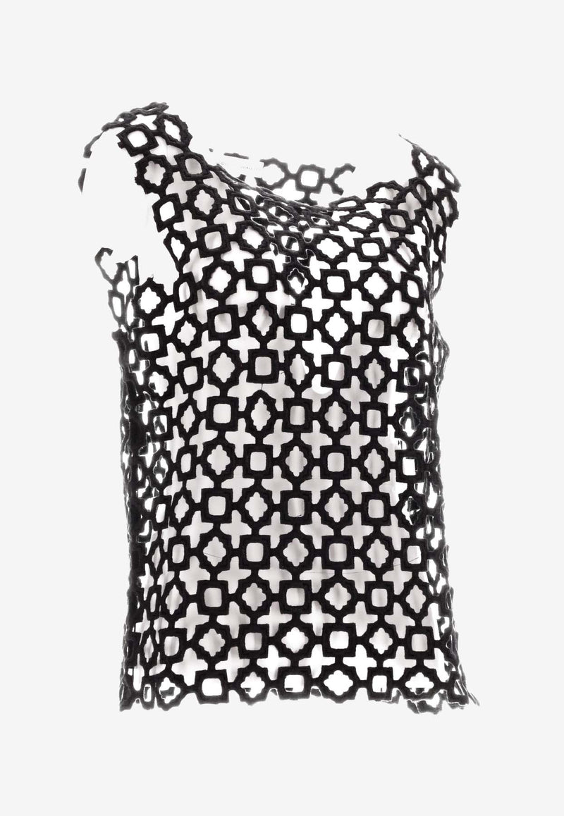 Niccolò Pasqualetti Carta Geometric-Lace Tank Top Black NP07T003GLEM_NERO