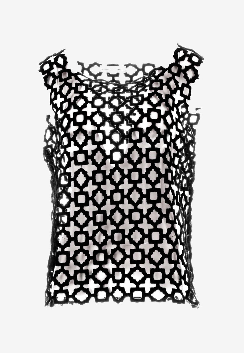 Niccolò Pasqualetti Carta Geometric-Lace Tank Top Black NP07T003GLEM_NERO