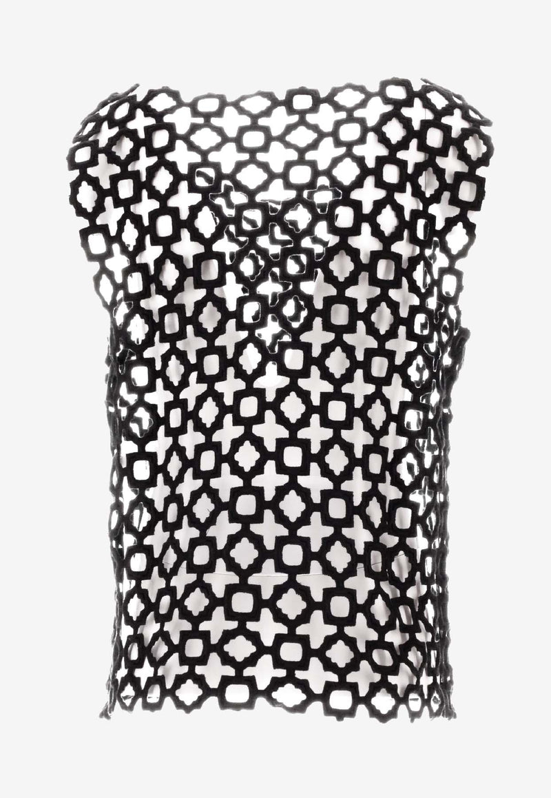 Niccolò Pasqualetti Carta Geometric-Lace Tank Top Black NP07T003GLEM_NERO