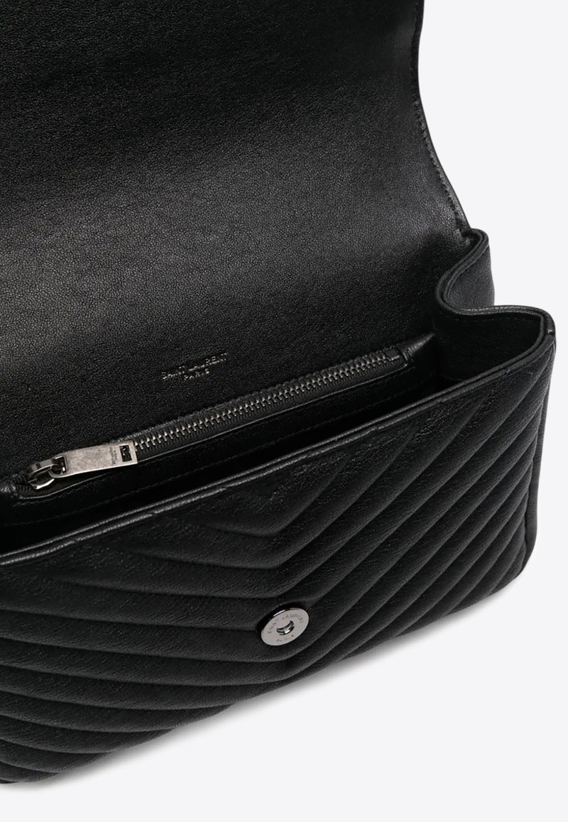Saint Laurent Medium College Quilted Leather Shoulder Bag Black 600279BRM04_1000